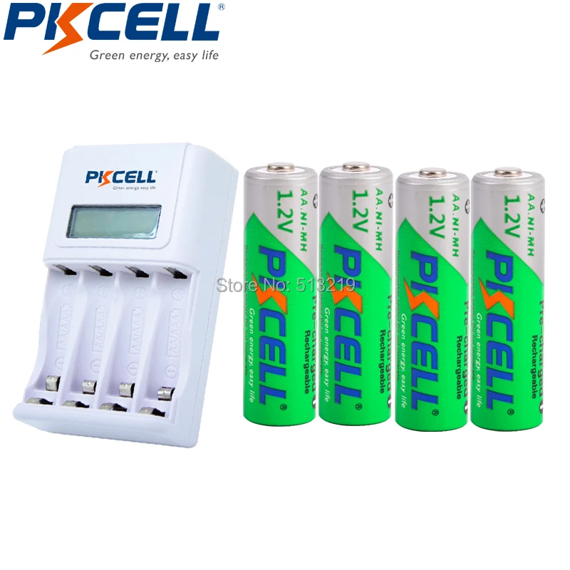 

4x2200MAH Low Self Discharge 2A Rechargeable Batteries LSD 4slot EU/US LCD Indicator Charger For 1to4pcs AA/AAA NICD/NIMH Batte