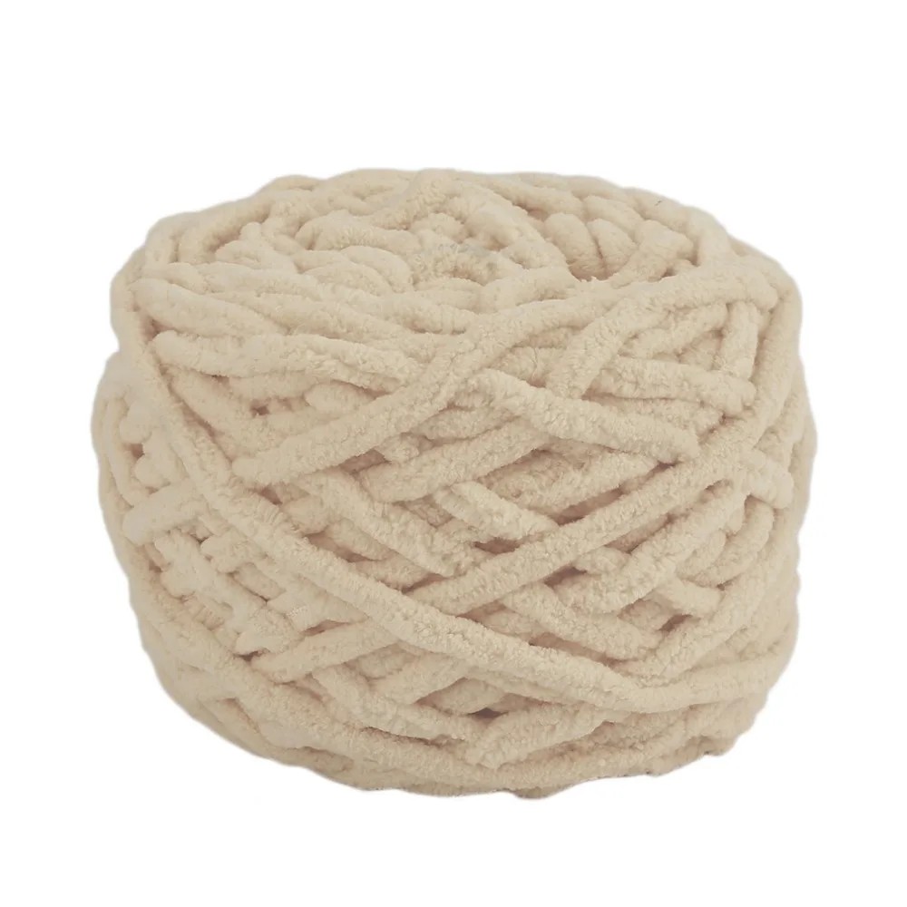 

New Khaki White Knitting Yarn Comfortable DIY Scarf Sweater Towel Vest Clothes Gloves Soft Polyester Thick Yarn Soft
