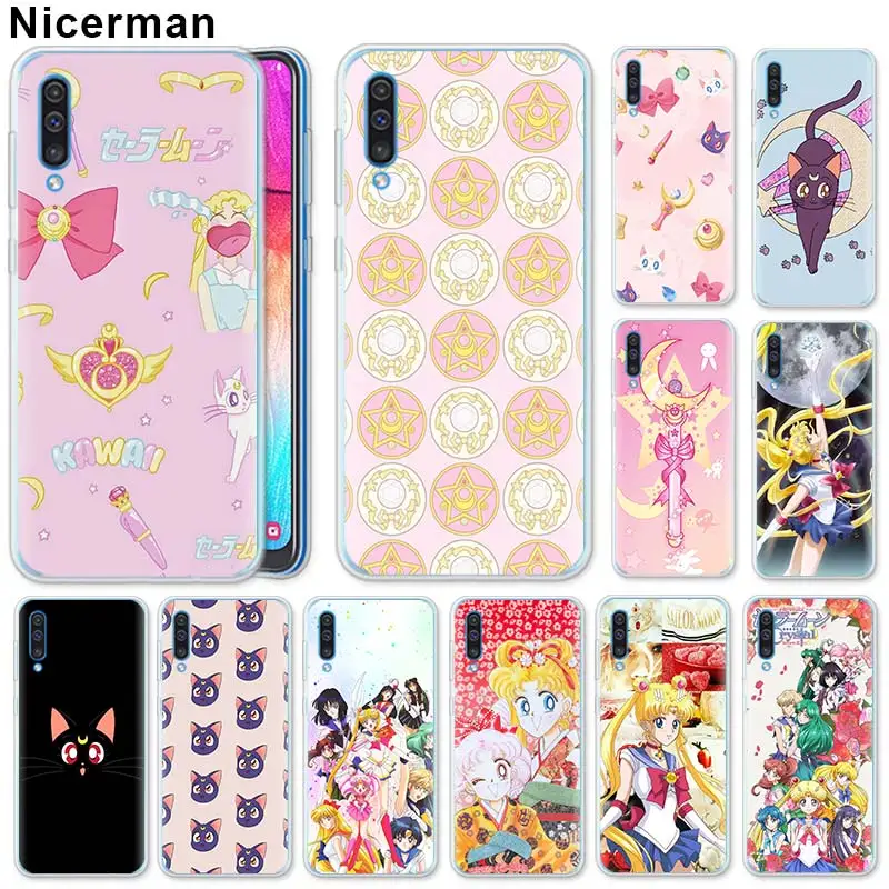 

Anime Kawaii Sailor Moon Silicone Case for Samsung Galaxy A50 A70 A40 A20e A10 A30 A80 A6 A8 Plus A7 A9 Clear TPU Case