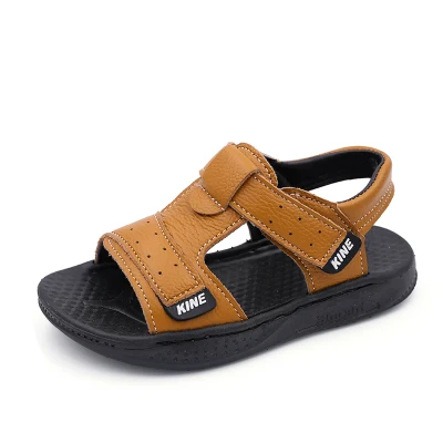 

KINE PANDA Summer Beach Little Kids Shoes Brand Toddler Boys Sandals Casual Sport Genuine Leather Soft Baby Boys Sandals 21-31