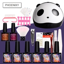 24 Вт УФ лампа Сушилка для ногтей гель набор для маникюра инструменты для маникюра 6 шт. Гель-лак основа Топ Лак наборы для ногтей для маникюра Набор