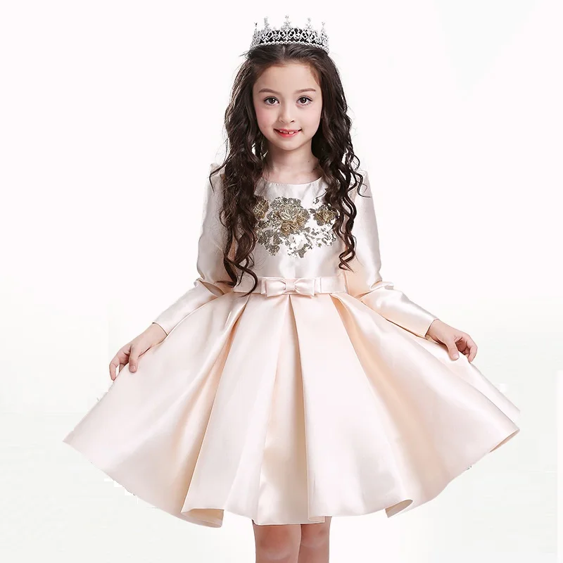 

Children's court dress elegant Princess Girl Dress Children's glossy flower sequins sweet dress Kids party dress for 2 3 5 7 9 Y