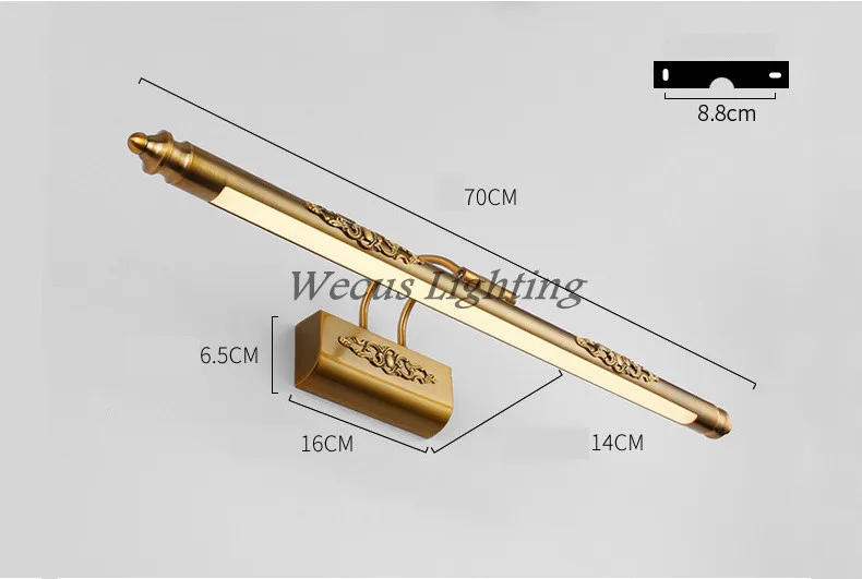 Европейская Косметическая зеркальная лампа 500 мм 8 Вт светодиодный влагонепроницаемый светильник для ванной комнаты в стиле ретро настенные светильники для комода