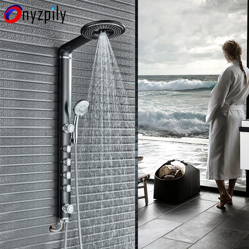 Onyzpily душ кран, кран для ванной Multi-function бытовой Multi-Water Way горячий холодный настенный черный душ черный белый