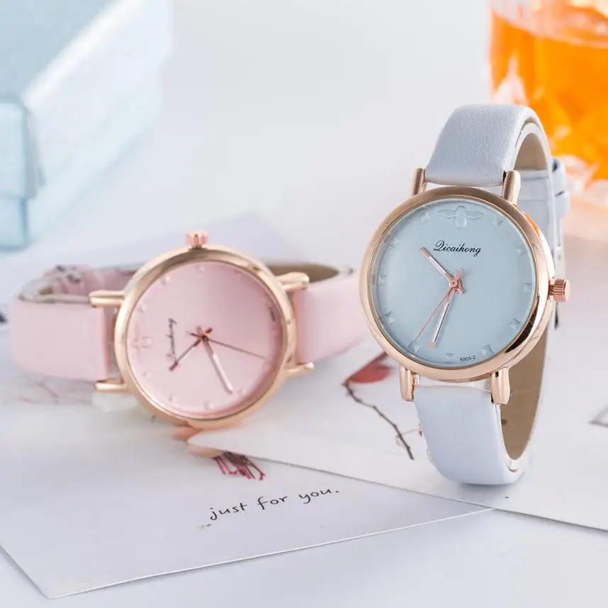 

Unisex Retro Simple hand clock Analog Casual Beautiful Ladies WristWatch 2018 Leather Alloy Gift Women's Quartz watch #D