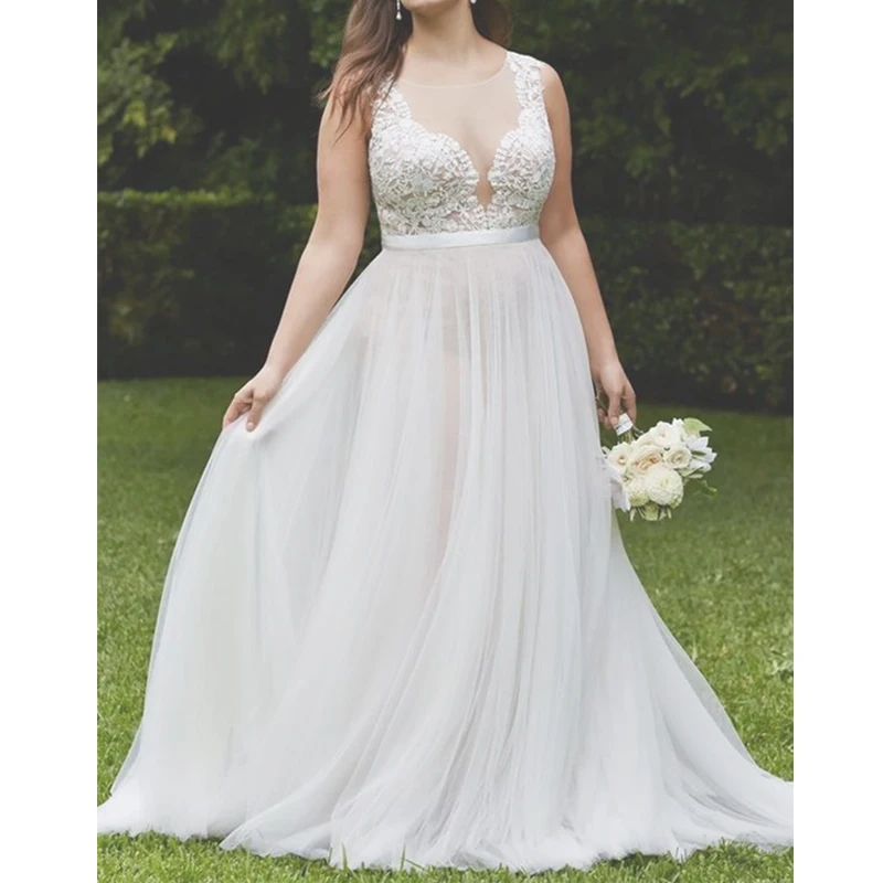 

SoDigne 2019 Appliques Lace Wedding Dresses Sweetheart Neck Simple Sleeveless Bride dress A-Line Back Zipper Design Dresses