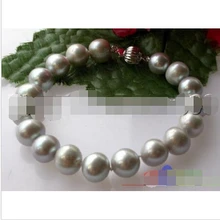 P705 " 11 мм серый круглый пресной воды культивированный жемчуг BRACELETNoble стиль естественно прекрасно jewe быстрая