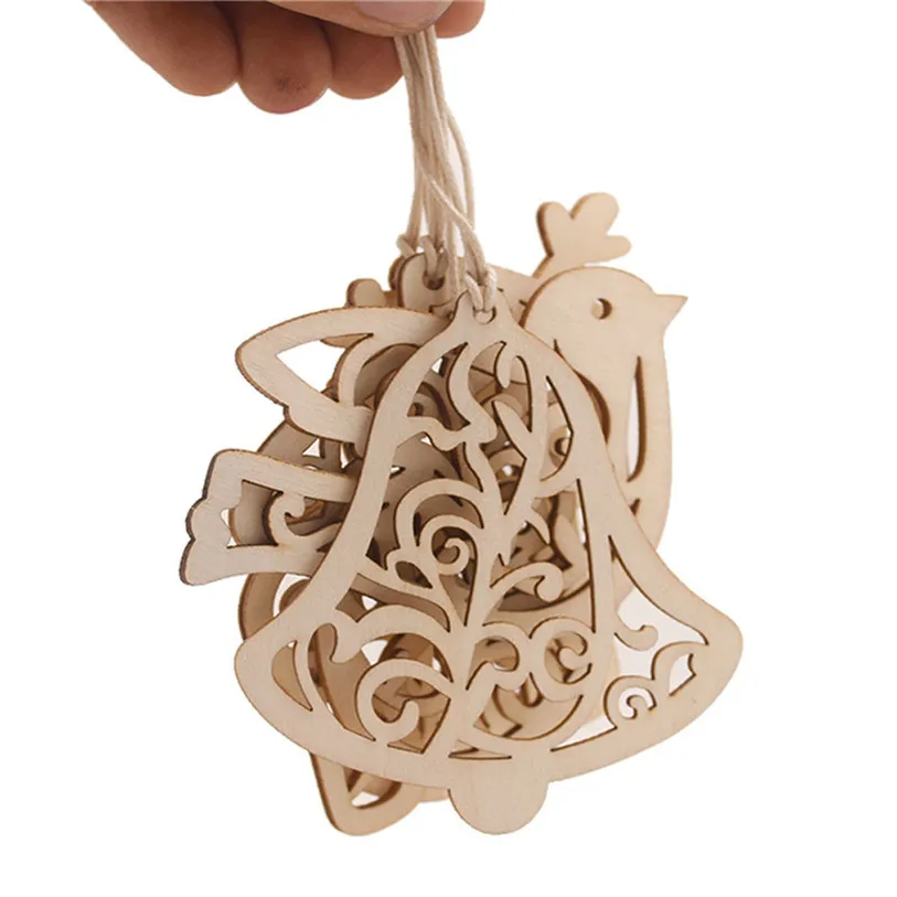 6pcsset New Wooden Labels Christmas Hanging Ornaments Craft Xmas Gifts Toys Christmas Tree Decoration Pendants #F#40NV19 (8)