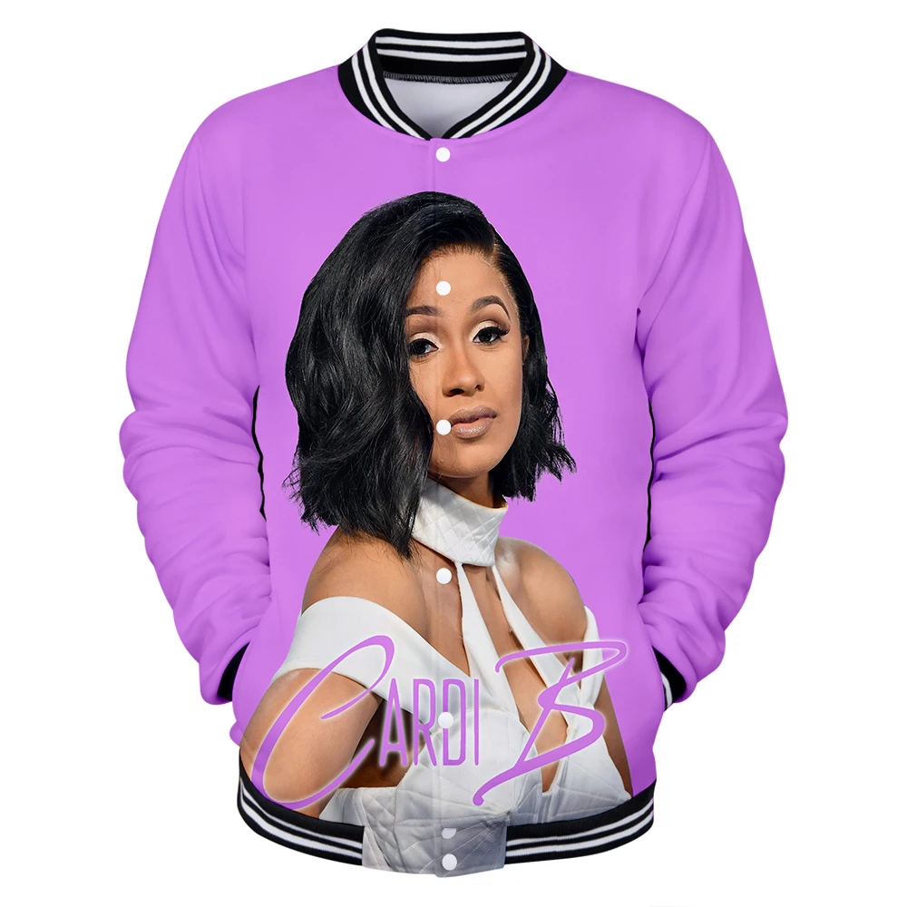 Ideal  3D Baseball Jacket Women Men Print Cardi B singer Sweatshirts Casual 3D Print Cardi B Womens Baseba
