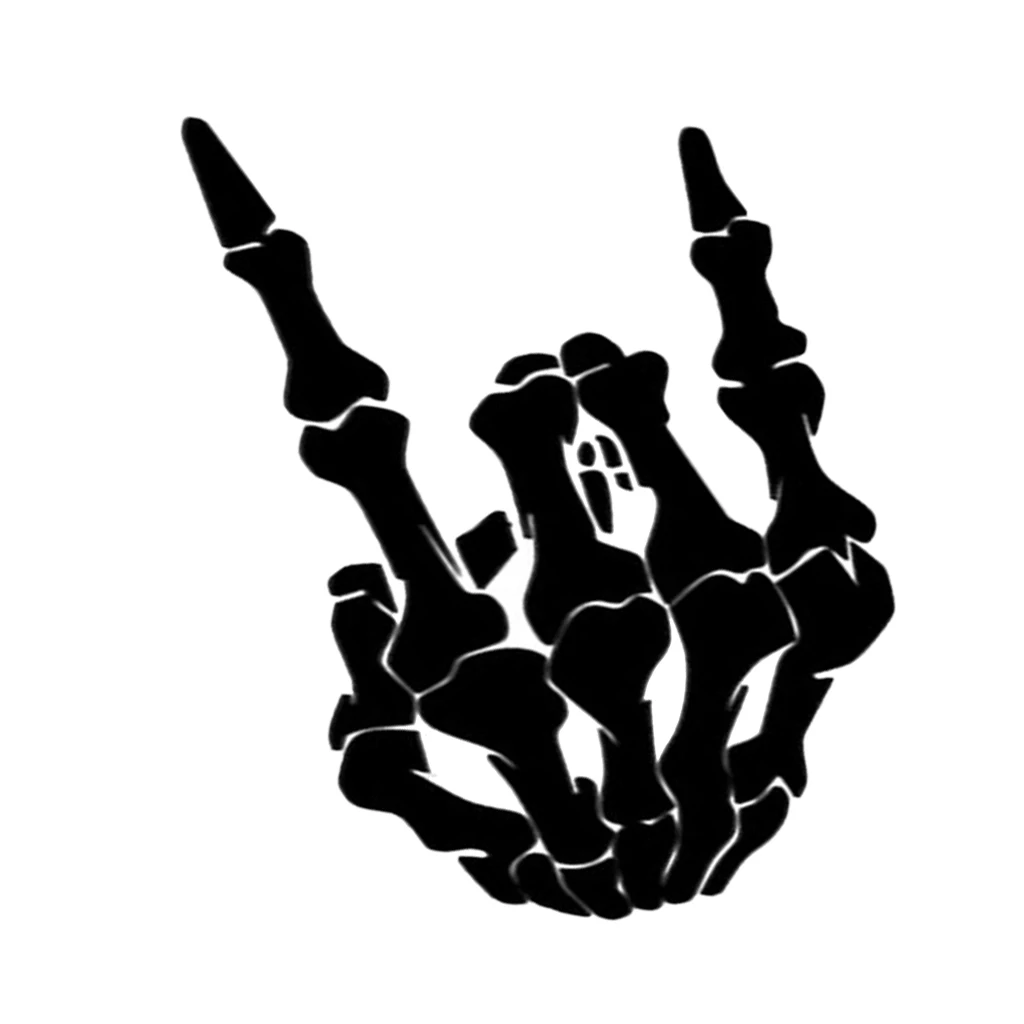 Dovewill Rock Finger Skeleton Hand Cartoon Vinyl Decal Sticker (7inch Tall) Rock on Skeleton Hand Sticker 