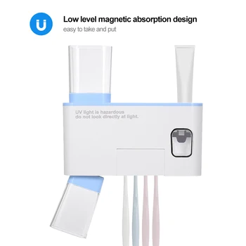 

Wall-mounted UVC Ultraviolet Toothbrush Sterilizer LED Toothbrush Holder Automatic Toothpaste Squeezer 2 Cups Bathroom Product