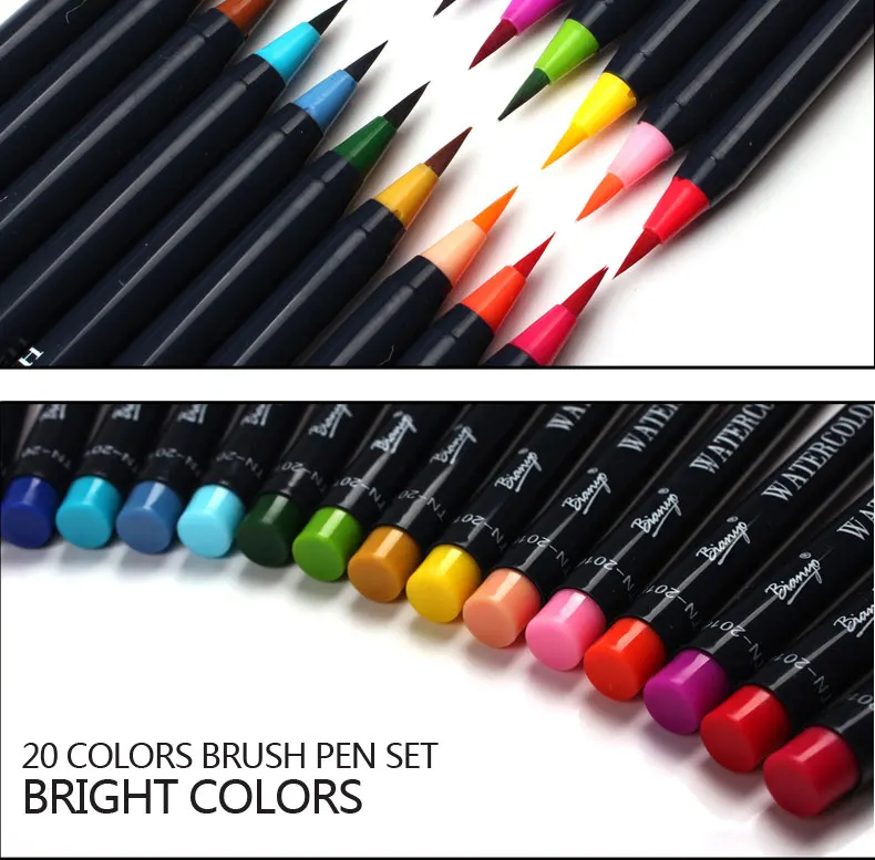 Bianyo 20 цветов, маркерная ручка для художника, набор для рисования, кисть для рисования, ручка для акварели, манга, маркер, товары для рукоделия