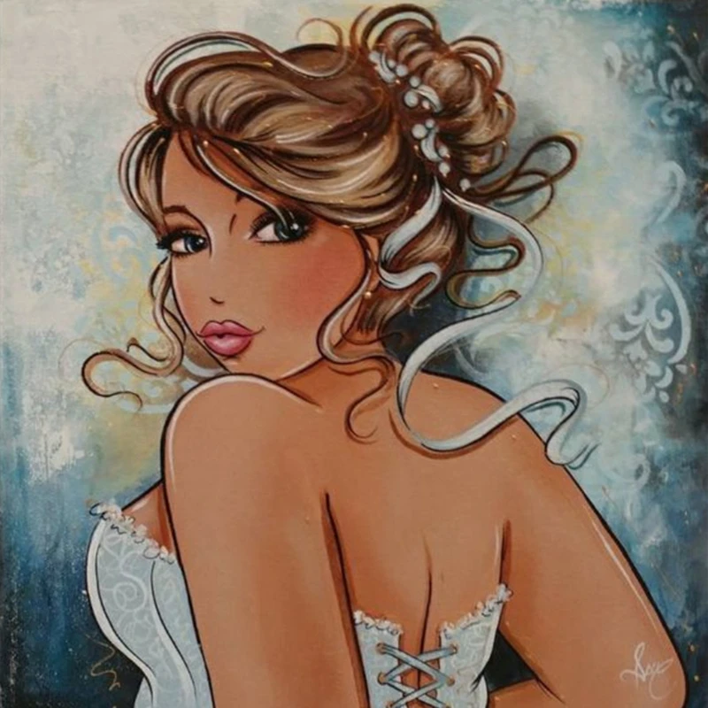 

5D DIY Diamond Painting Full Square Diamond Embroidered White Fat Woman Cross Stitch Pattern Rhinestone Mosaic Gift Decoration