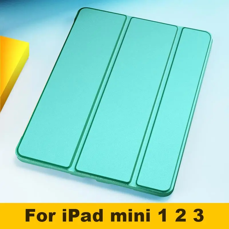 For mini 1 2 3 Green Для Apple iPad mini 1 2 3, 4, 5, чехол, 7,9 дюймов, ультра тонкий, умный, магнитный, с подставкой, из искусственной кожи, силиконовый чехол для iPad mini 5, Funda - Цвет: For mini 1 2 3 Green