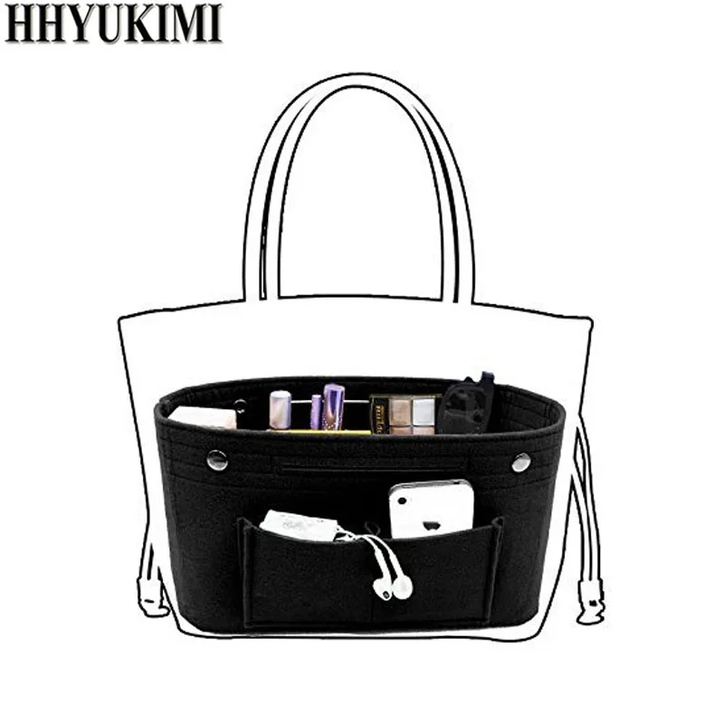 Felt Cloth Inner Bag Women Fashion Multi-pockets Storage bag in Handbag Cosmetic Organizer Luggage Bags Travel Organizer