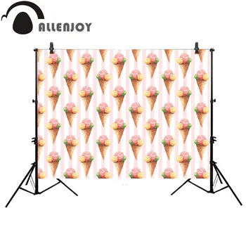 

Allenjoy background for photo studio Ice cream pink stripes girl backdrop photocall for a photo shoot photobooth professional