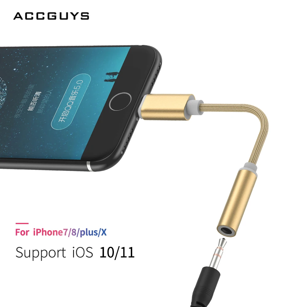 Goede Oortelefoon Hoofdtelefoon Kabel Adapter Voor iPhone X 8 7 Plus 6 6 s IOS 11 interface 3.5mm Vrouwelijke Jack Aux Audio Splitter Kabel