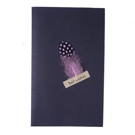 1 шт., черный высококачественный стереоскопический Конверт для карт, настоящие перья, поздравительная открытка, приглашение, спасибо, открытки, каваи - Цвет: pink bandianyu
