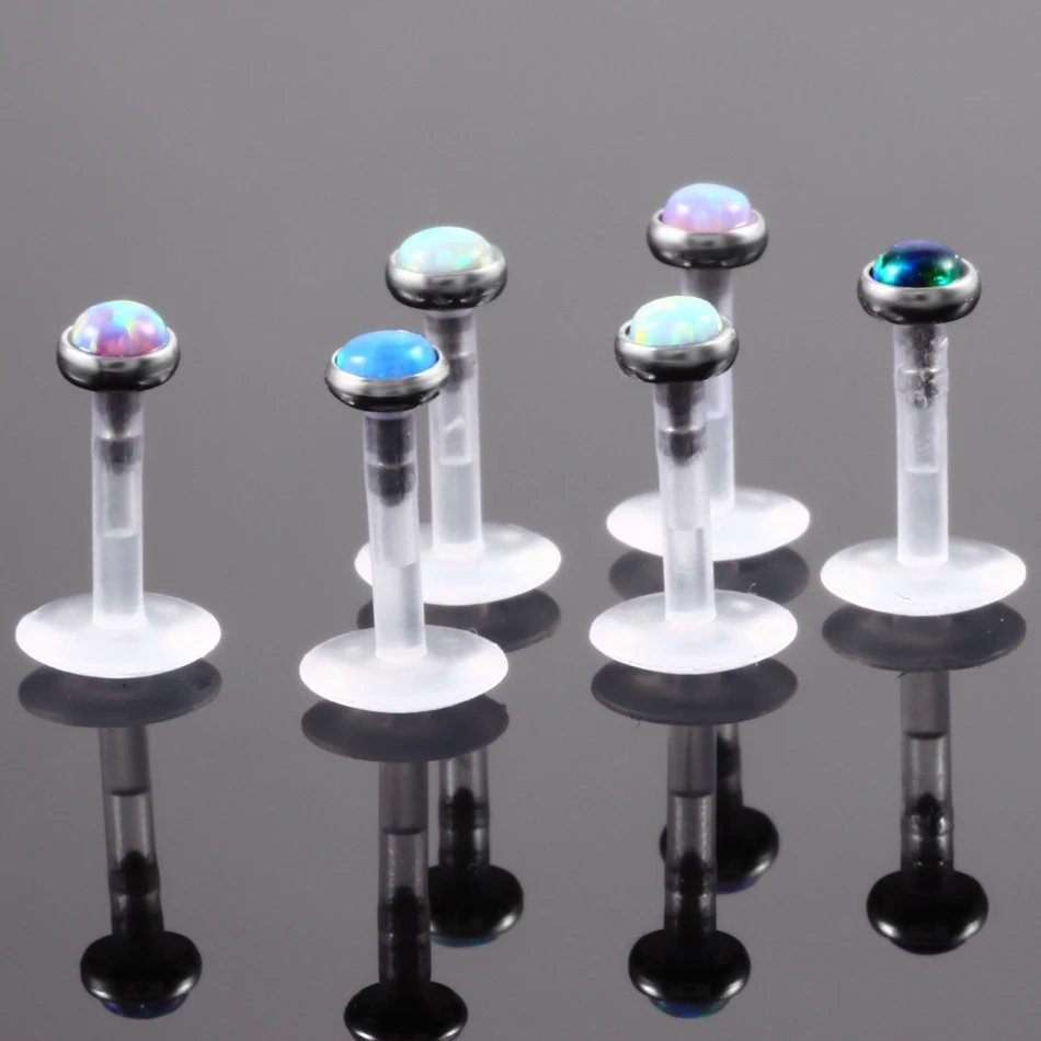 Горячая Распродажа 1 шт. Опаловый камень из гибкого биопласта Labret губа стержень