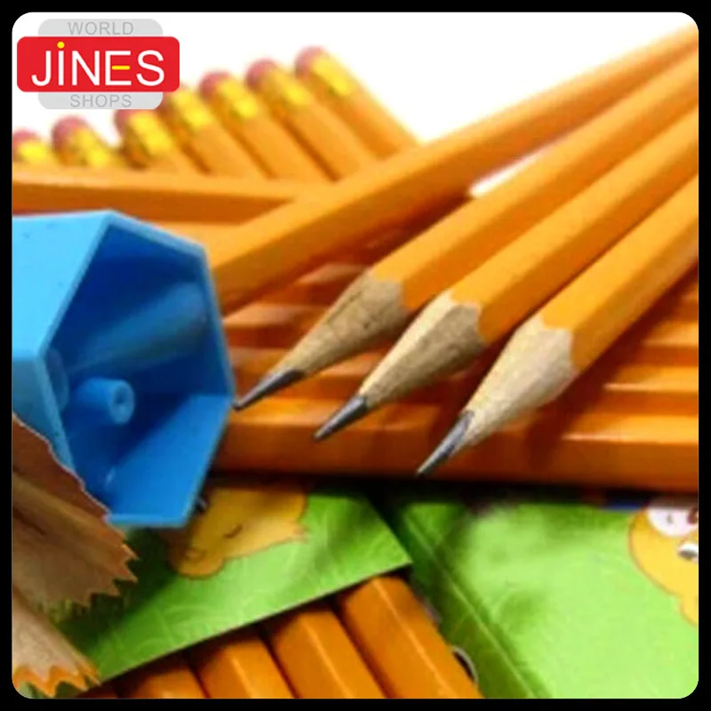 

Free shipping 50 pieces Standard HB Pencils with Eraser Office & School Supplies Wooden Stationery Student fashion prize Gift