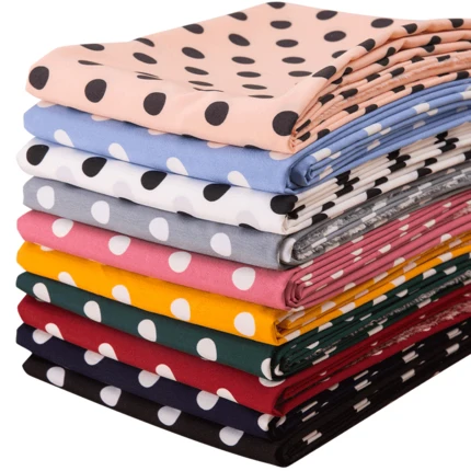 

Summer new arrival elastic stretch polka dots printed chiffon fabric for shirt