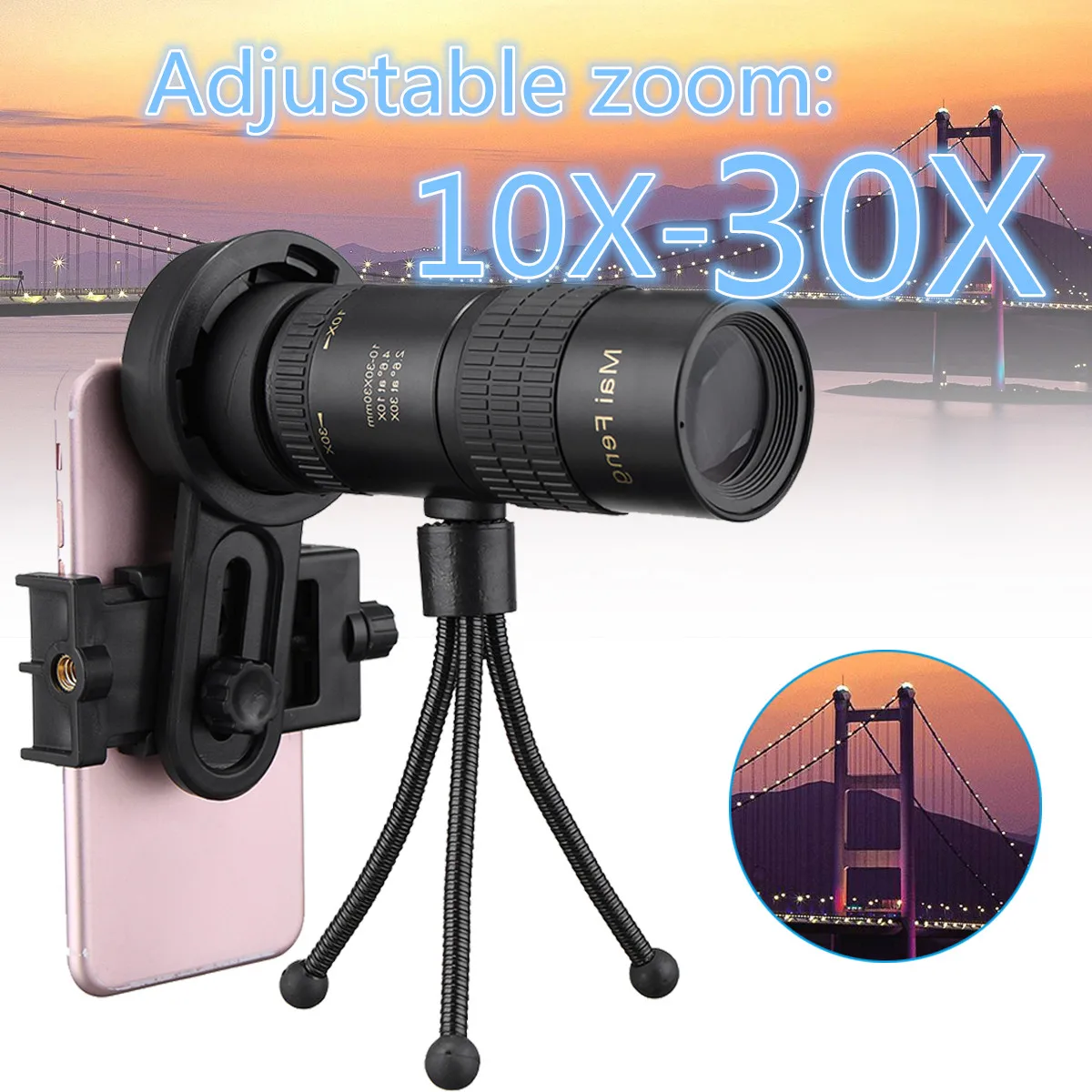 10 30x Cell Phone Monocular Telescope Lens Kits Night