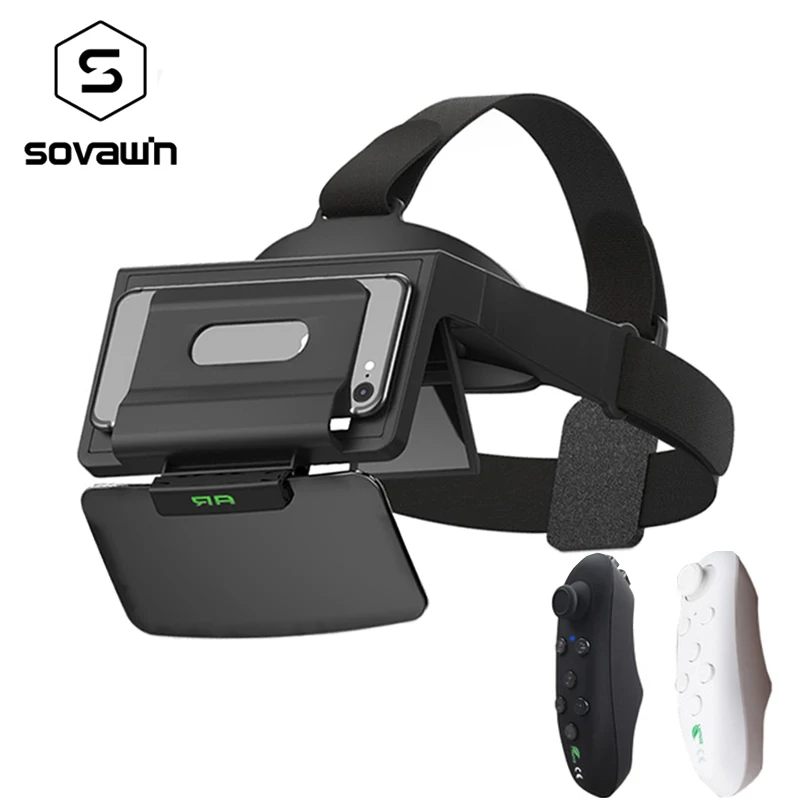 AR Headset Box Glasses 3D Holographic Hologram Display Holographic Projector for 4.5-5.5inch Smart Phones with Virtual Handle