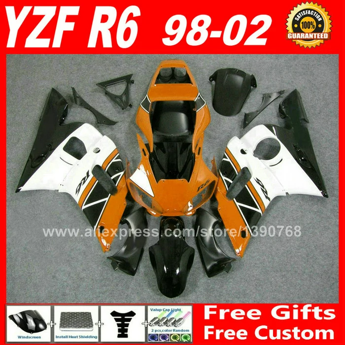 

ABS fairing fit for YAMAHA YZF R6 98 99 00 01 02  1998 1999 2000 2001 2002  fairings kits free custom