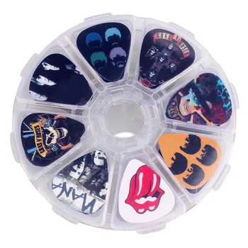 SOACH 50pcs guitar picks 1 box case Rock Band Guitar Accessories cartoon Guitar paddle Mix Plectrums + Clear Makeup Case