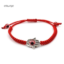 Мода Jewel Плетеный красные веревка браслет-цепочка Для женщин Хамса рук сглаза Браслеты с подвесками для Для женщин удачи подарки
