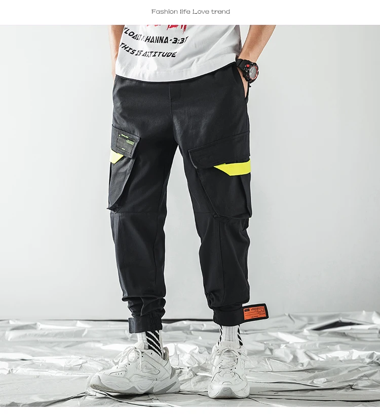 FUODRAO хип хоп Ленты Брюки карго мужские брюки для пробежек Harajuku уличная Japanes мужские брюки-шаровары мотобрюки спортивные штаны K196