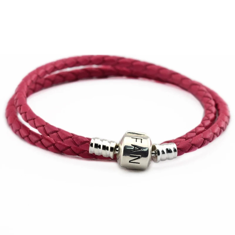 Стерлинговое Серебро 925 пробы-ювелирные изделия Роза застежка кожаные браслеты