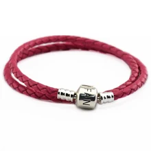 Стерлинговое Серебро 925 пробы-ювелирные изделия Роза застежка кожаные браслеты