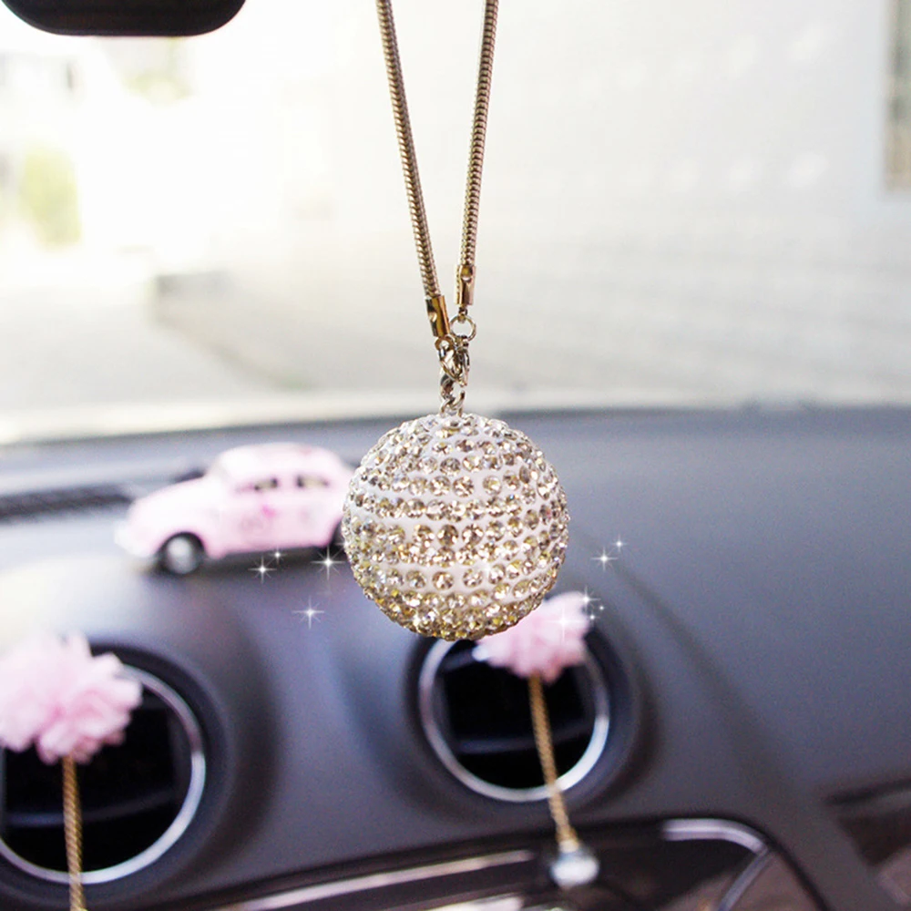 

Automobile Dashboard Accessories Gift Car Pendant Decor Lucky Crystal Ball Rearview Mirror Hanging Ornament Home Interior