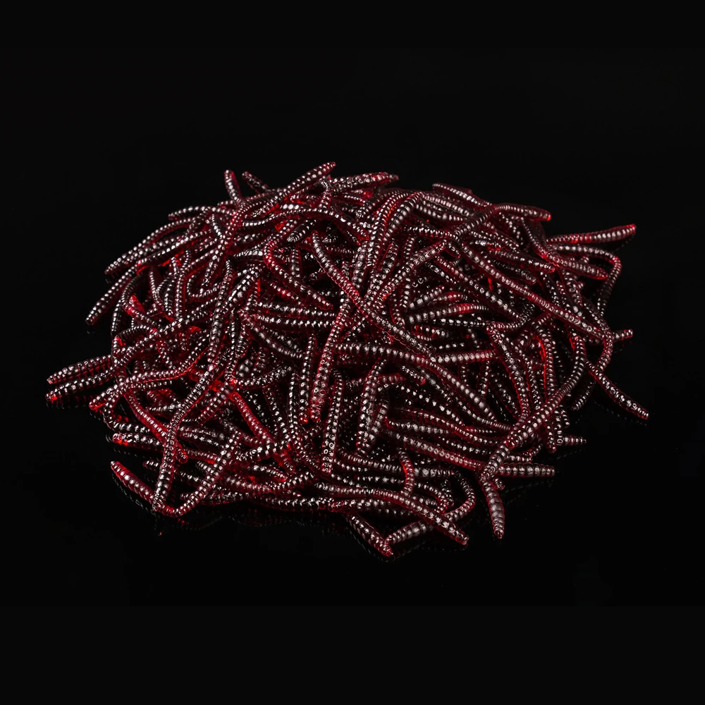 100pcs/bag  6cm,0.5g/pcs smelly Earthworm Soft lure Red worms soft bait carp fishing lure artificial bait Soft fishing lure