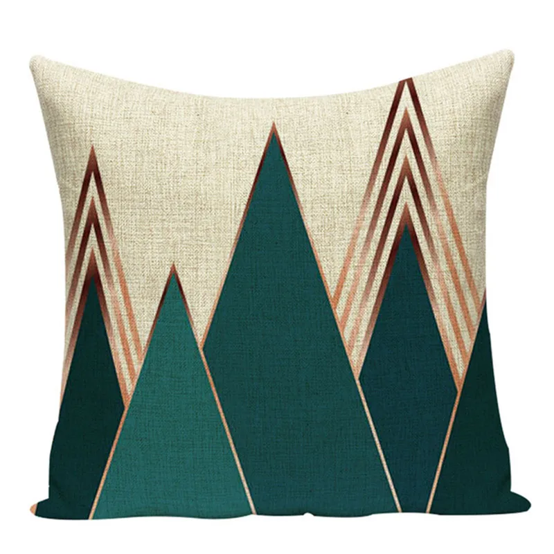 Зеленые геометрические льняные Чехлы для подушек, хлопковая Подушка для стула, дня рождения, для взрослых, дивана, декоративные подушки, домашний декор
