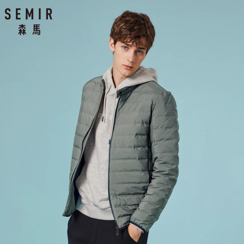SEMIR мужской стеганый легкий пуховик с воротником стойкой мужская приталенная