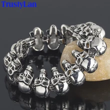 Браслет TrustyLan в стиле панк с черепом для мужчин " в ширину 8,27" длинный браслет из нержавеющей стали мужские браслеты дружбы и браслеты Подарки для него