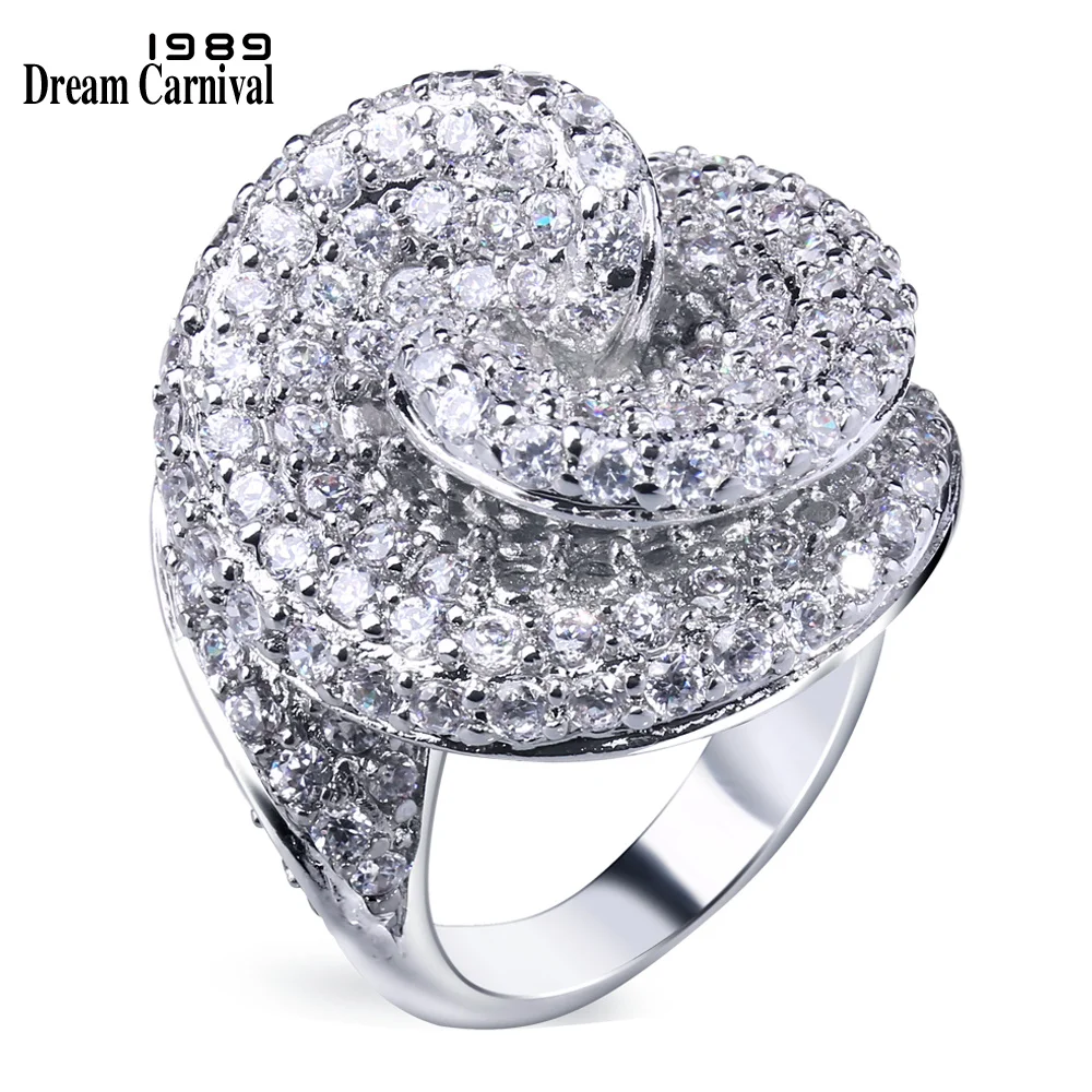 

DreamCarnival 1989 Luxury Fashion Bridal Accessories Cubic Zirconia Statement Design Flower Bold Style Big Wedding Ring SJ08604