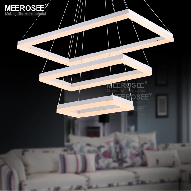 

New arrival LED Pendant Light Fixture White Rectangle Acrylic LED Lamp for Dining Living room Lustres Pendant Lighting
