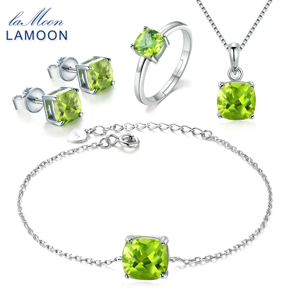 Женский ювелирный комплект из серебра 925 пробы с зеленым Перидотом|jewelry sets|fine