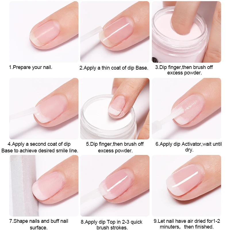 Nuestro azúcar 6 en 1 sistema de inmersión Kit de uñas Rosa plateado polvo con Gel de uñas líquido activador Base sin lámpara de secado Natural
