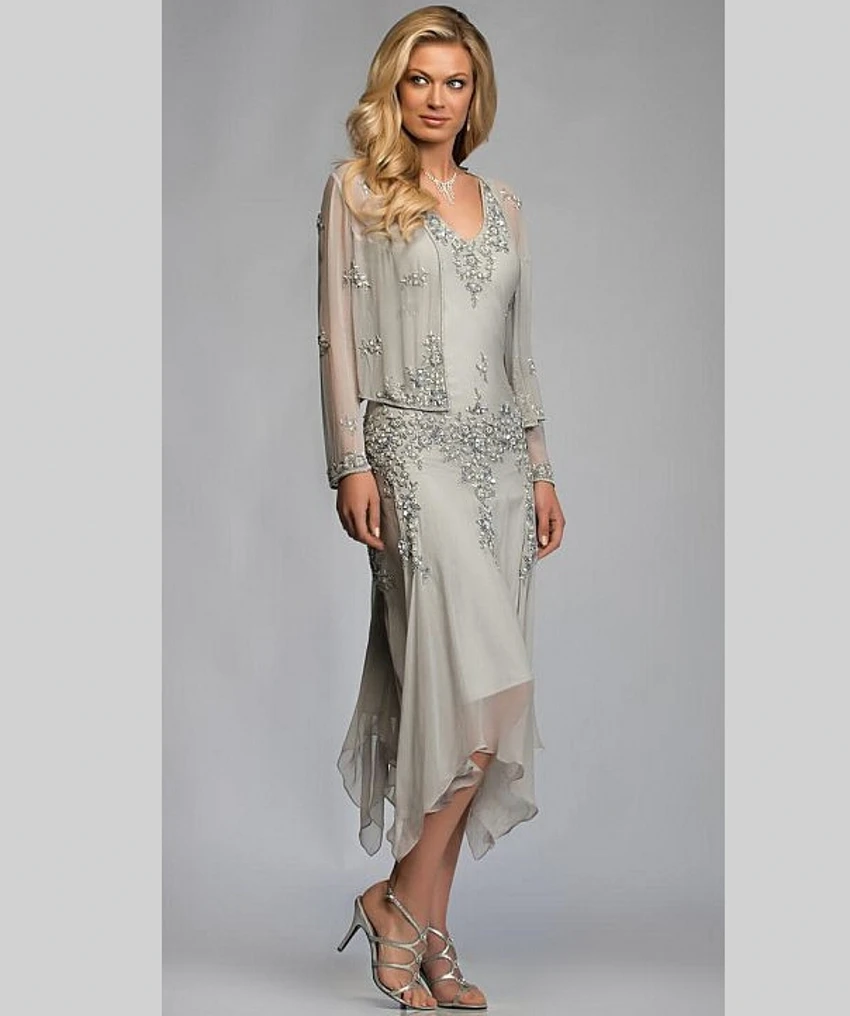 elegant chiffon mother of the bride pant suits