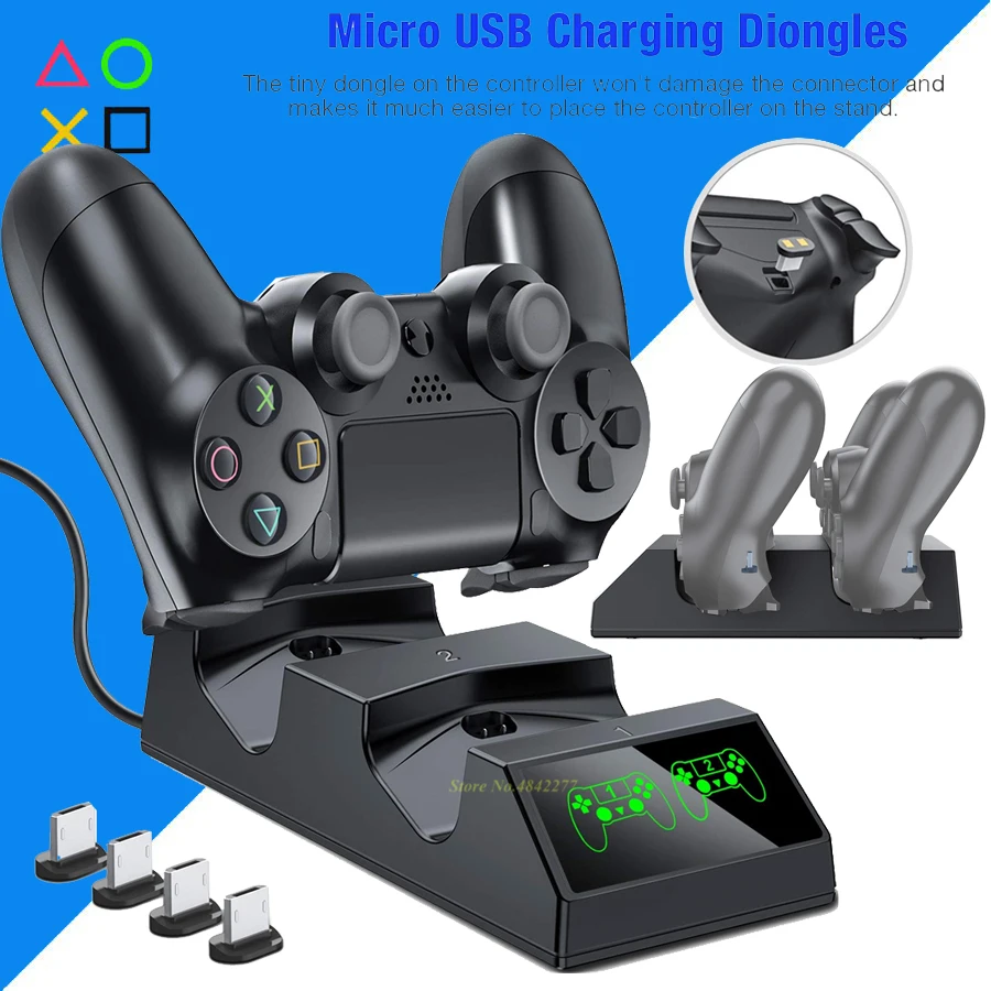 

PS4/Pro/Slim Dual Wireless Controller Charger Gamepad Fast Charging Dock for Sony Playstation 4 PS 4 Games Accessories
