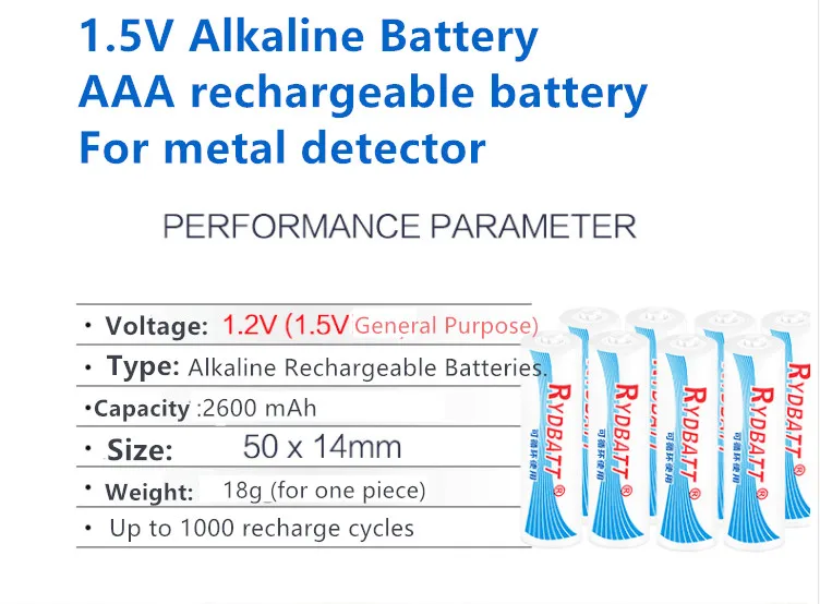 Новинка 1,5 в AAA аккумуляторная батарея Щелочная 2600 мАч и 4 шт. AA батарея для металлоискателей детектор золота