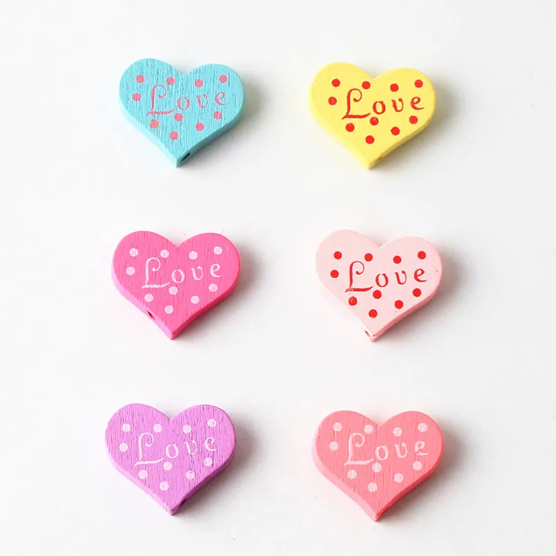 DIY Разноцветные 30 шт деревянные бусины в форме сердца для самостоятельного изготовления ювелирных изделий детские игрушки и соски