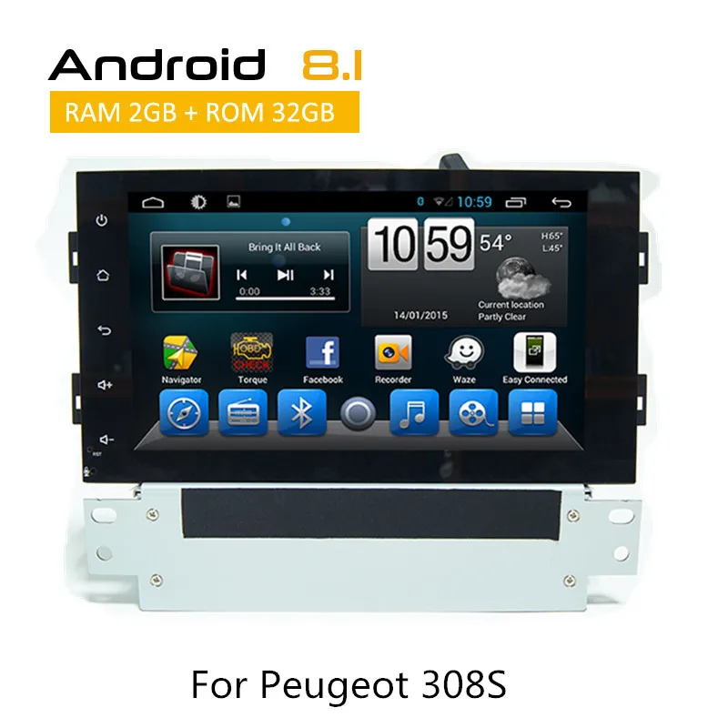 

8 Inch HD Capacitive touch screen Car Stereo GPS Player for Peugeot 308S Android Octa Core System Support bluetooth Radio TV MP3
