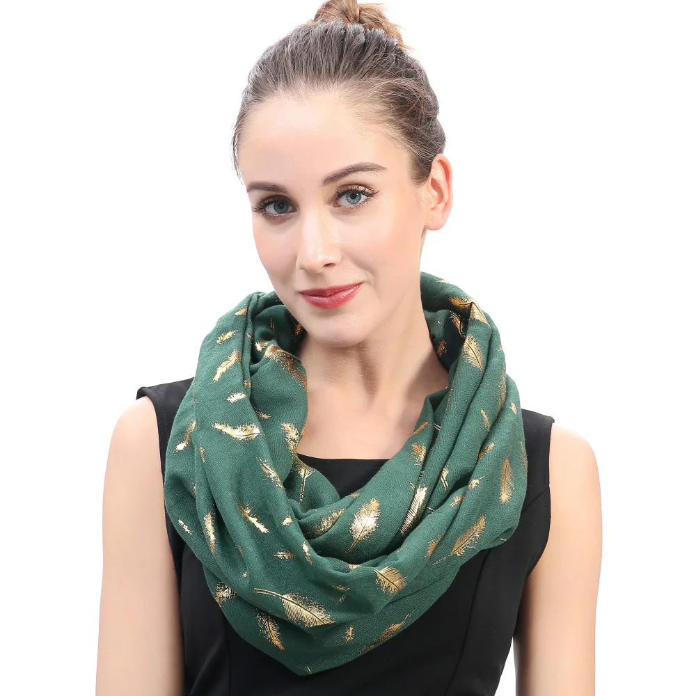 Металлическое золото перо женский Фотофон мягкий легкий|scarf snood|infinity loop scarfloop scarf |