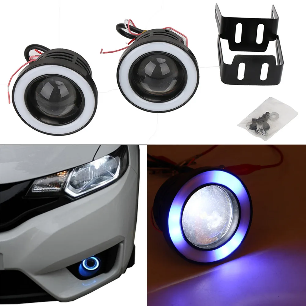 

1Set Xenon COB Angel Eye Halo Ring LED Fog Light DRL Rolling Flash light For Jeep BMW AUDI VW with 2.5" Foglight Hole #PDK638-B