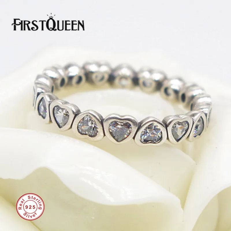 

FirstQueen 100% Genuine Silver 925 Forever More Stackable Ring, Clear CZ Rings For Woman Fine Jewelry Factory Dropship
